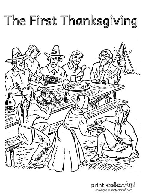 the first thanksgiving coloring pages