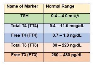 Thyroid Chart Tsh