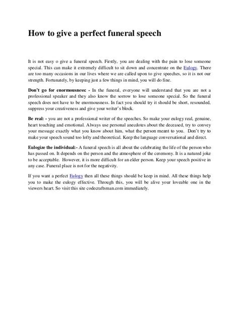 tips on giving a speech at a funeral