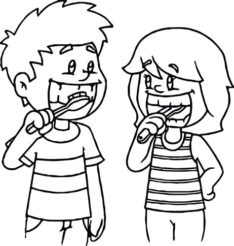 tooth brushing coloring pages