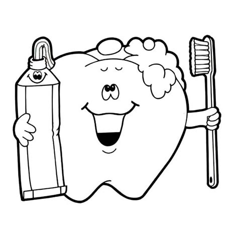 tooth brushing coloring pages