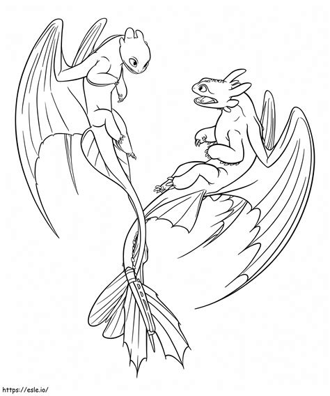 toothless and light fury coloring pages