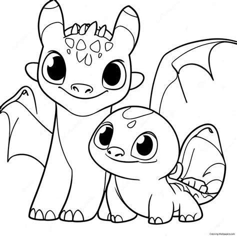 toothless and light fury together coloring pages