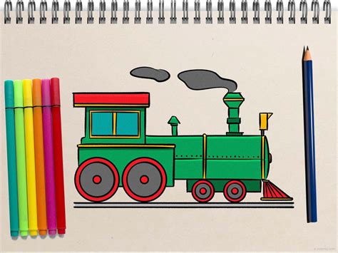 train drawing easy with colour