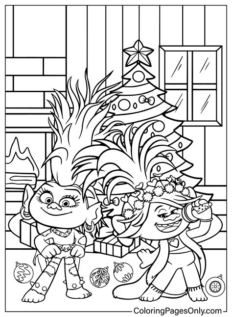 trolls christmas coloring pages