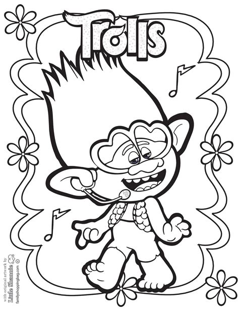 trolls colouring pages