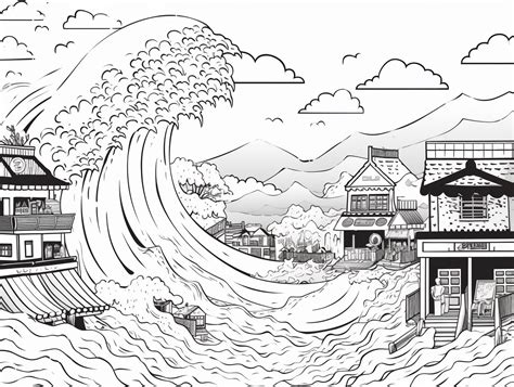 tsunami coloring pages