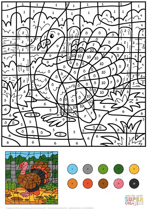 turkey coloring pages color by number