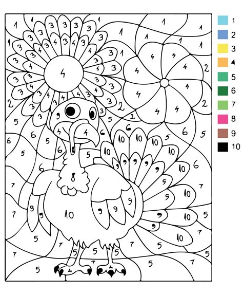 turkey coloring pages color by number