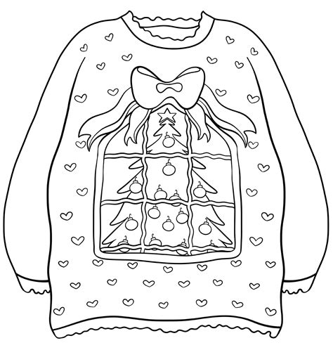 ugly christmas sweater coloring pages