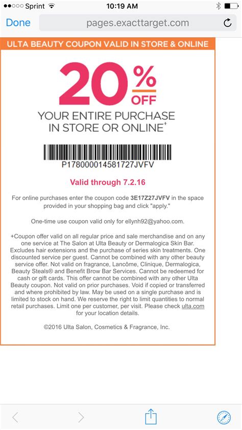 Ulta Coupon Code Printable
