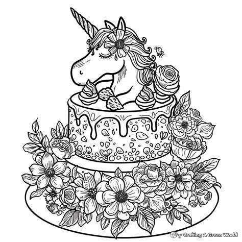 unicorn cake coloring pages