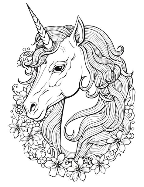 unicorn coloring page adult