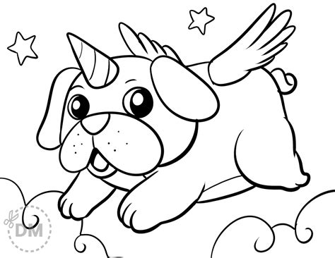 unicorn dog coloring page
