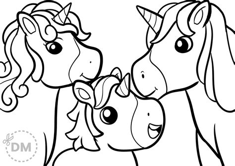 unicorn family coloring pages