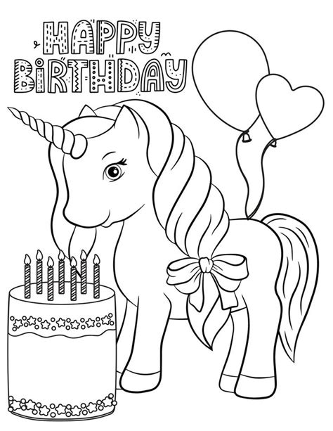 unicorn happy birthday coloring pages