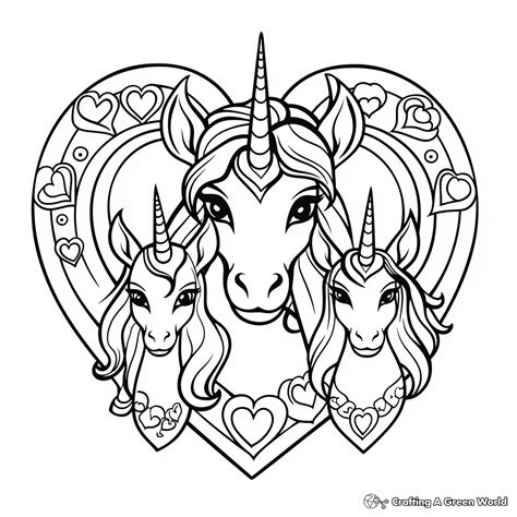 unicorn heart coloring pages