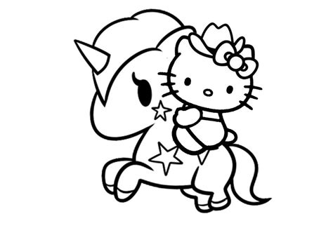 unicorn hello kitty coloring pages