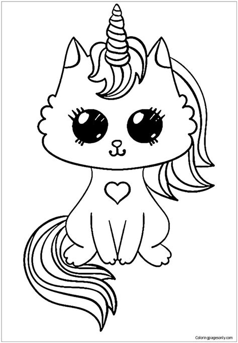 unicorn kitty cat coloring pages