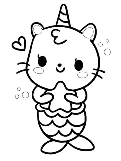 unicorn kitty mermaid coloring pages