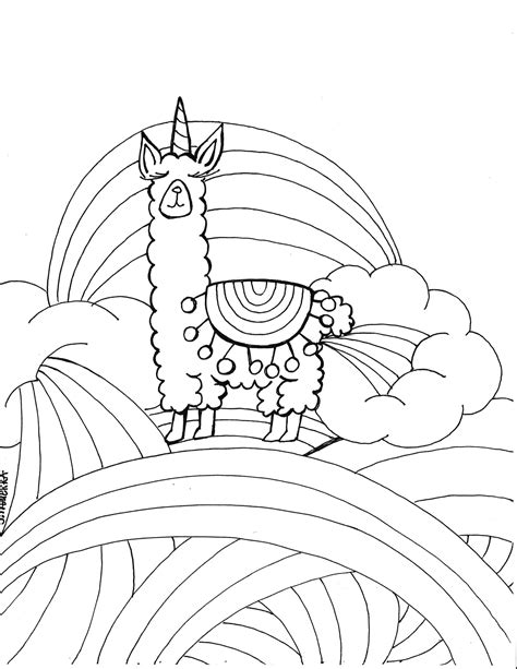 unicorn llama coloring pages