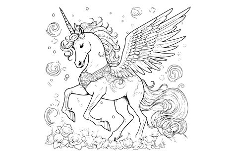unicorn pegasus colouring pages