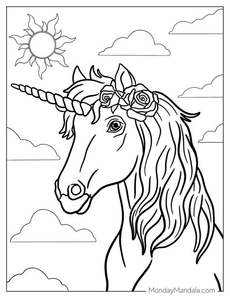 unicorn pictures to colour pdf