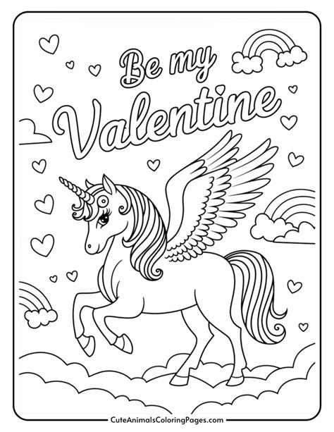 unicorn valentines coloring pages