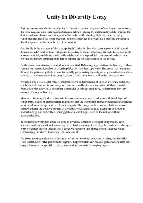 unity in diversity essay pdf