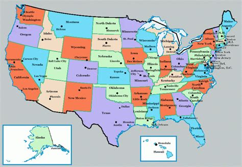 Us Map With State Capitals Printable