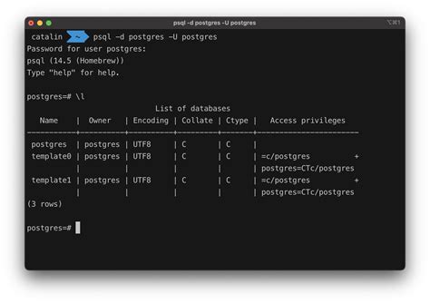 use databasename command in PostgreSQL