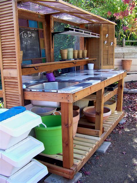 using a potting bench
