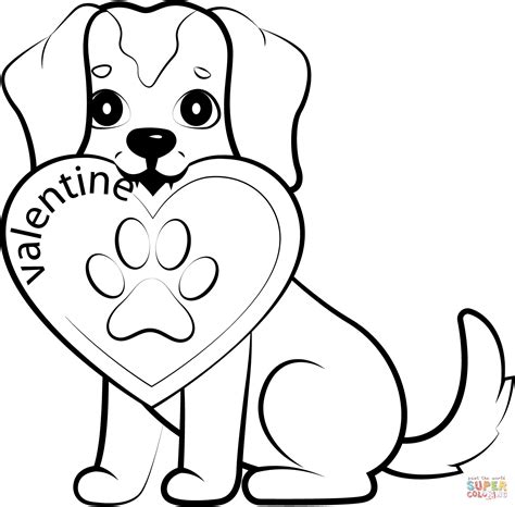 valentine's day dog coloring pages