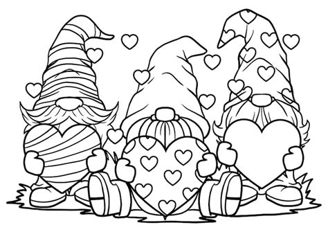 valentine's day gnome coloring pages