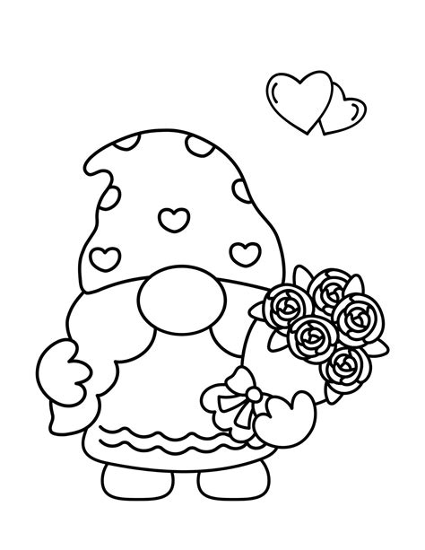 valentine gnomes coloring pages