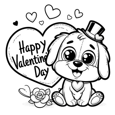 valentine puppy coloring pages