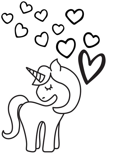 valentine unicorn coloring pages