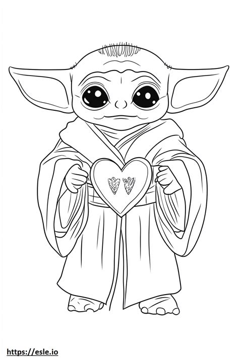 valentines day baby yoda coloring pages