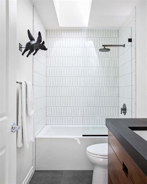 vertical stacked subway tile shower