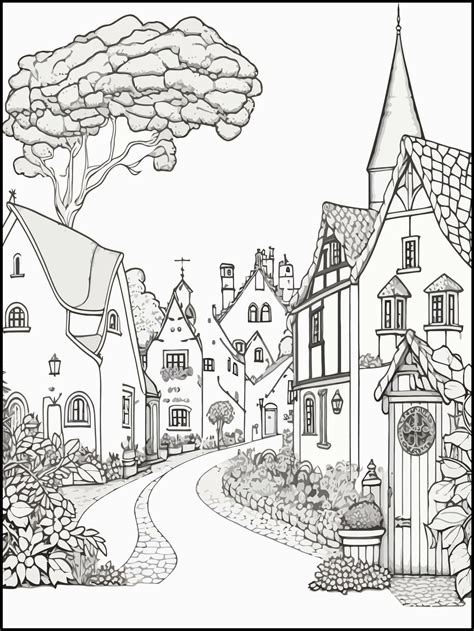 village coloring pages