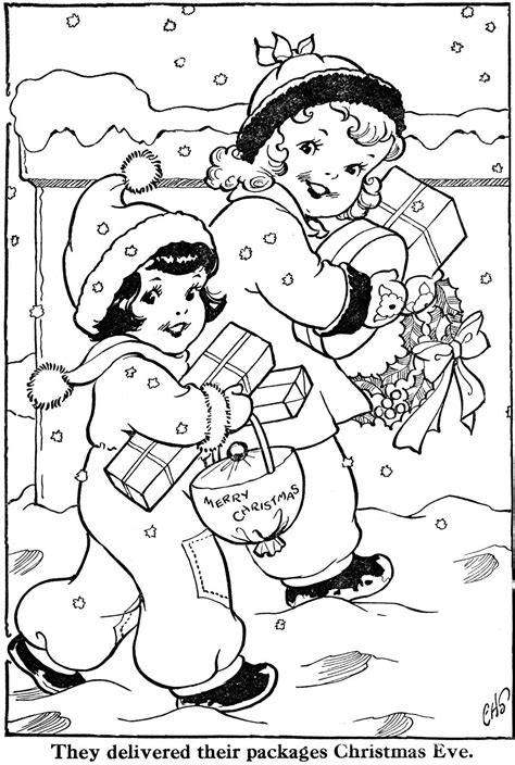 vintage christmas coloring pages