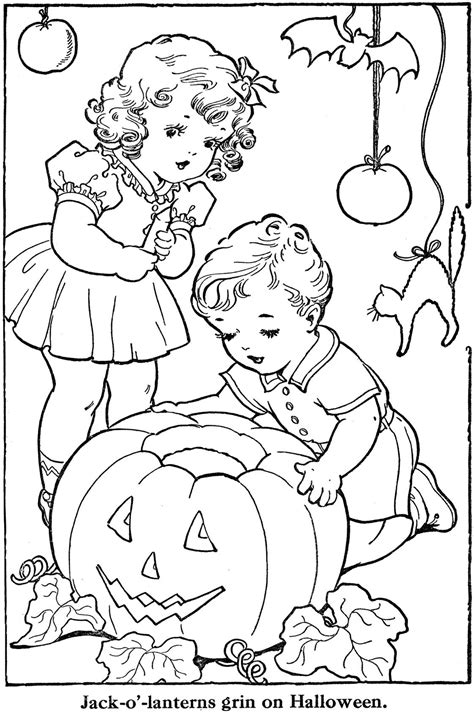 vintage halloween coloring pages