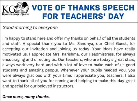 vote of thanks speech in school by teacher