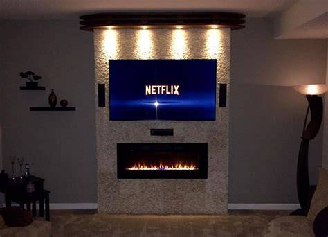 wall mount fireplace under tv