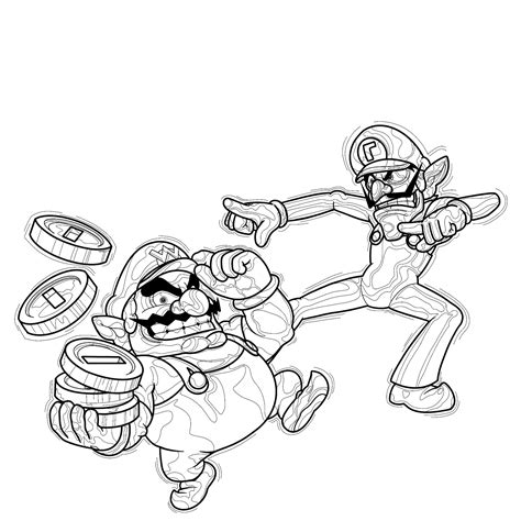 wario and waluigi coloring pages