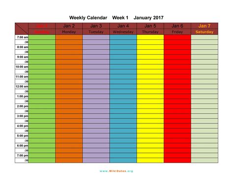 Weekly Calendar Template