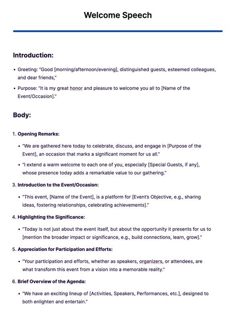 welcome speech examples for an event