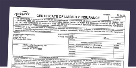 Incorrect information on Certificate of Insurance
