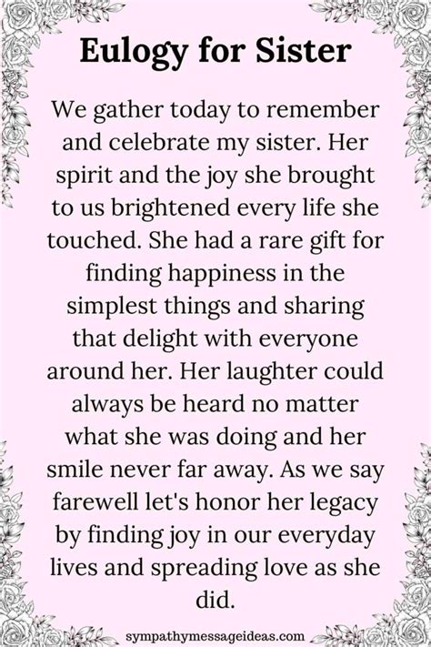 what to say in a eulogy for a sister