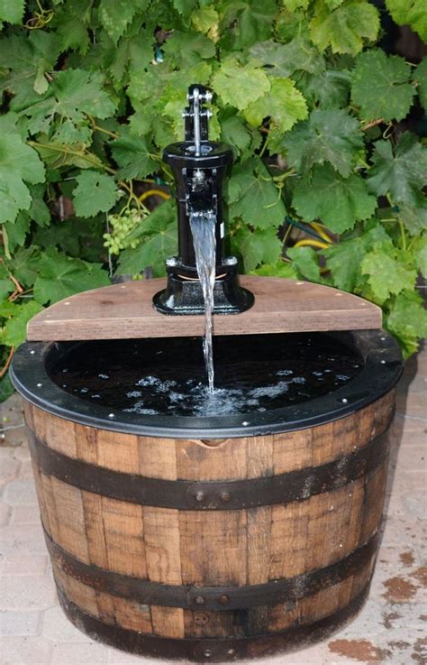 whiskey barrel water fountain